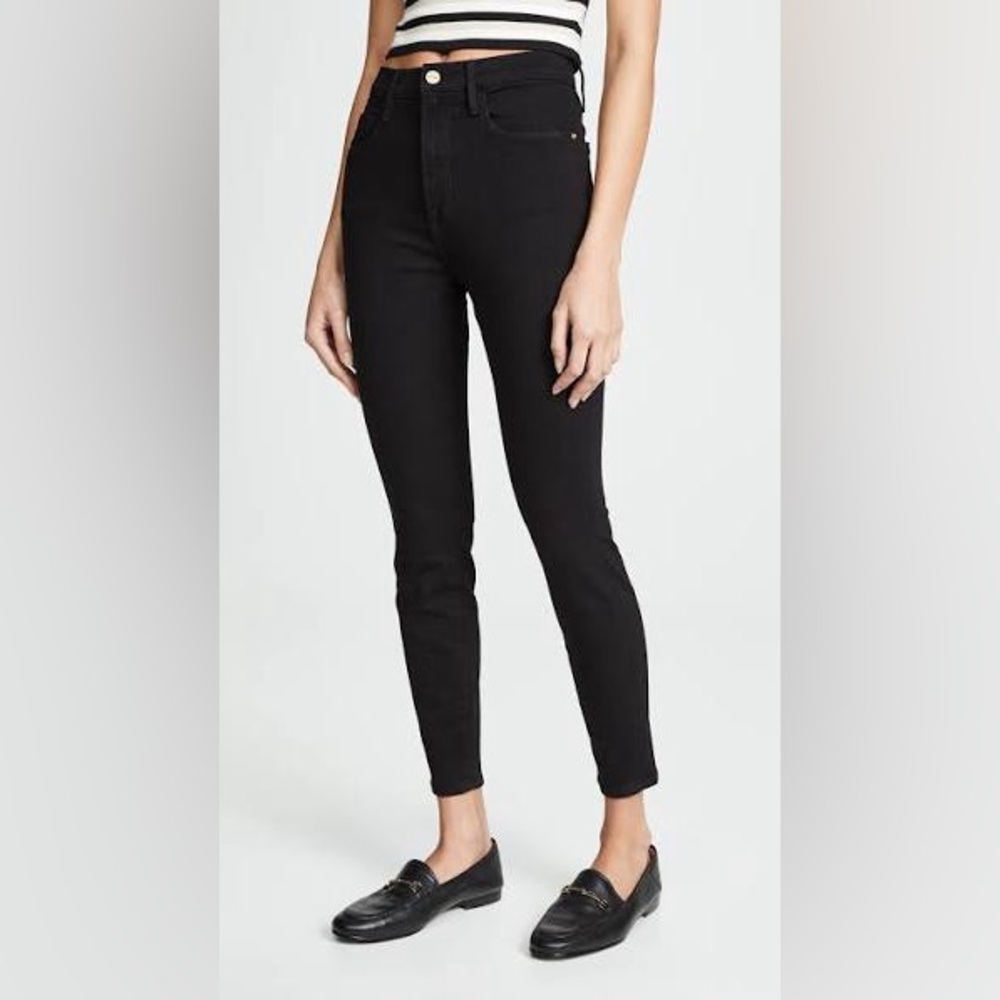 FRAME Ali High‎ Rise Cigarette Jeans Noir Black Size 25 Slim Straight